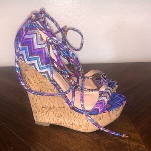 NWOT Madison by shoesazzle purple lace up wedges